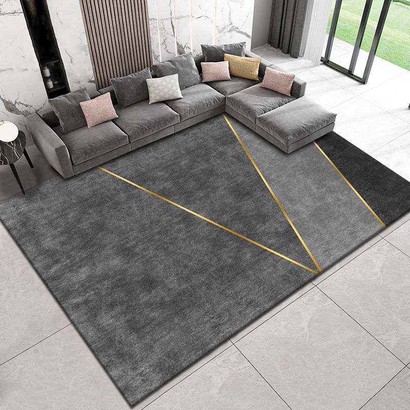 Black Luxury Carpet Polyester Graphic Carpet Non-Slip Backing Carpety for Home Decoration