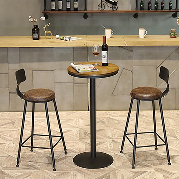 Modern Solid Wood Table and Stool Set 1/3/4/5 Pieces Black Base Pub Set for Shop