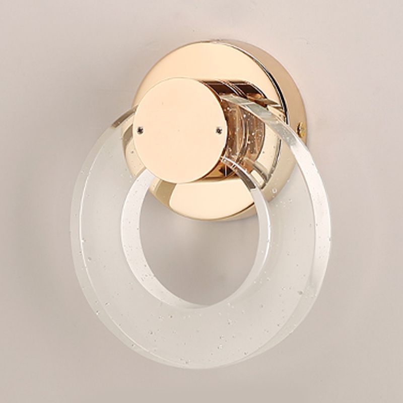 Luz de pared de cristal de forma redonda Estilo moderno 1 luz de montaje de pared ligera en oro