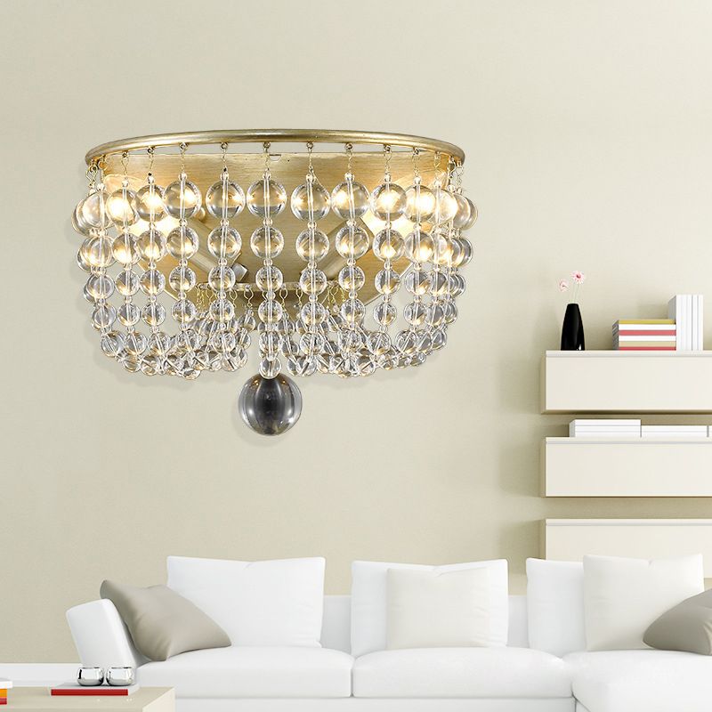 Clead Clead Crystal Mur Mount Lodge Style 1 Light Living Room Sronce en laiton