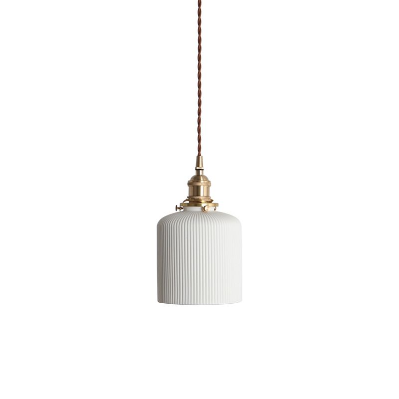 Ceramic Industrial Pendant Light 1-Light Hanging Ceiling Light for Bedroom
