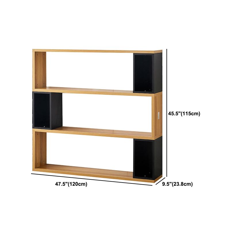 Modern geometry Bookshelf Multi Shelfs Open Back Bookcase in Natural