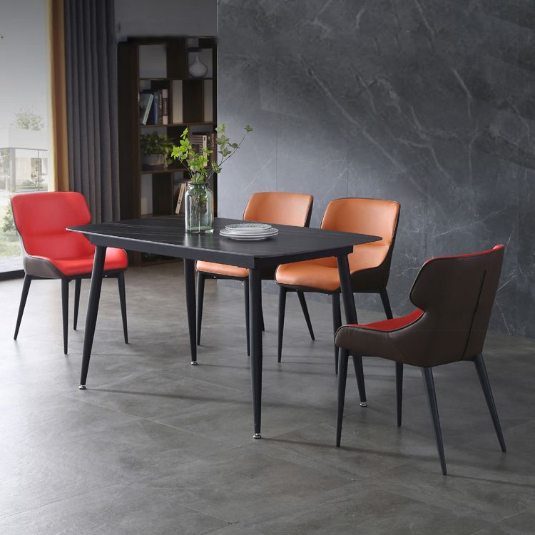 Silla de comedor tapizada de metal con respaldo industrial para el hogar (juego de 2)