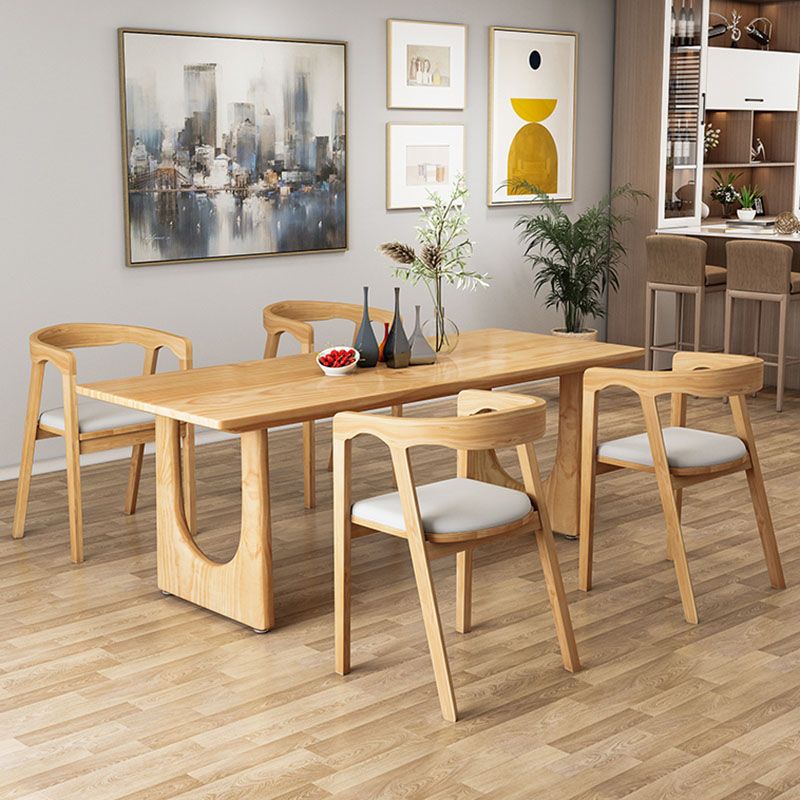 Modern Pine Solid Wood Dinette Table Rectangle Natural Base Dinner Room Kitchen Table