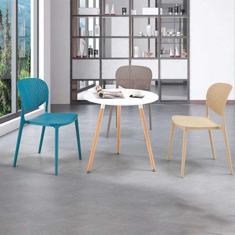 Indoor-Outdoor Plastic Dining Chair Open Back Stacking Side Chair