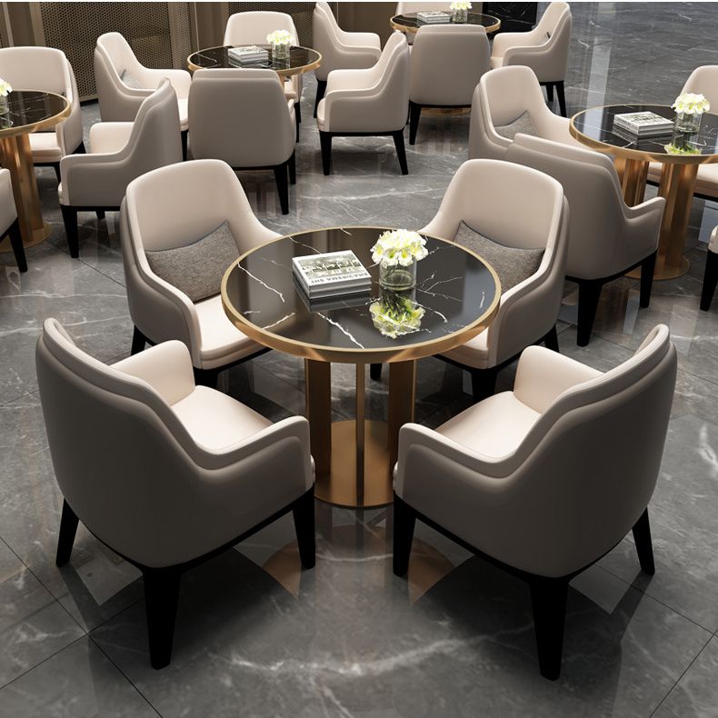 Modern Sintered Stone Dining RoomSet with Round Table and Metal Base Dining Table Furniture