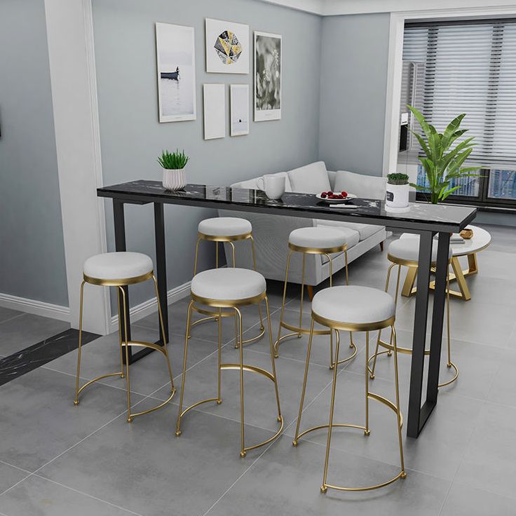 Modern Bar Table Set 1/4/7 Pieces Faux Marble Counter Table with Upholstered Stools