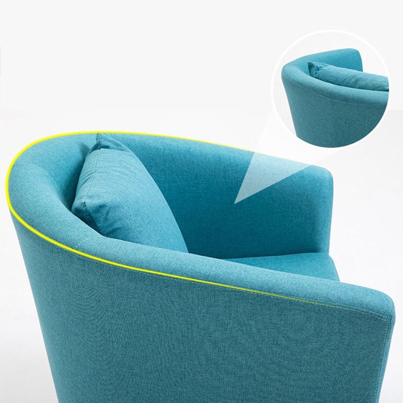 Linen and Faux Leather Sloped Arms Basic Four Leg Accent Chair Set