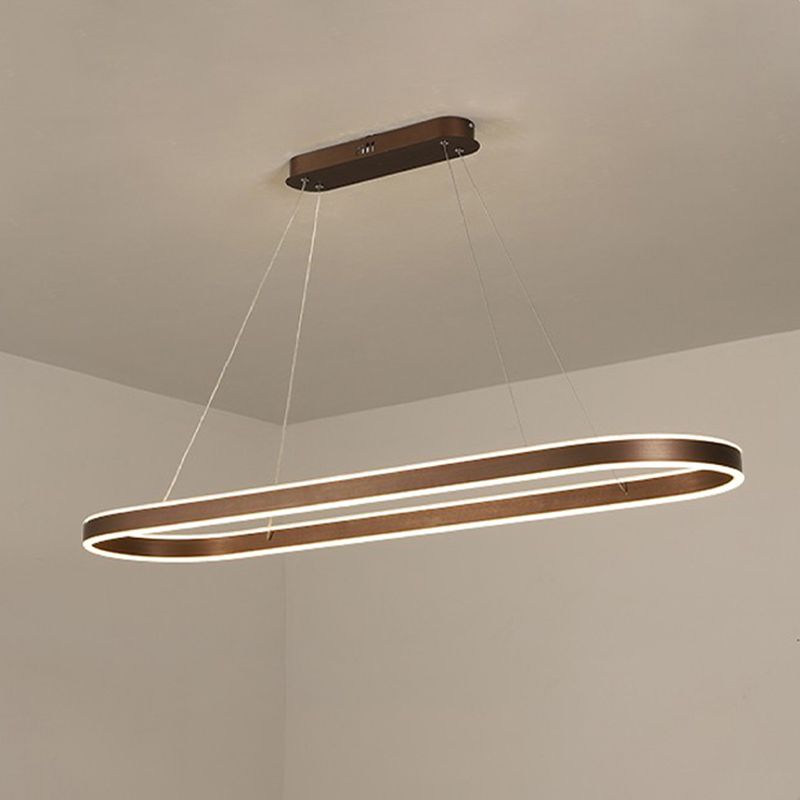 1-Light Minimalism Chandelier Lamp Oval LED Island Pendant for Study Room