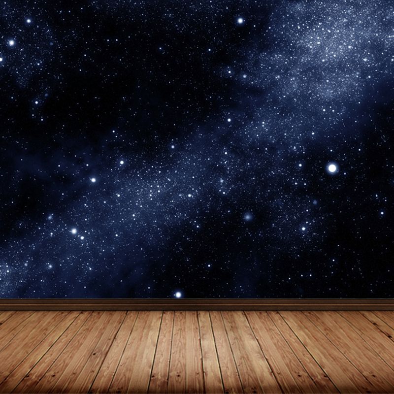 Night Sky Constellations Mural Decal Contemporary Non-Woven Texture Wall Covering in Blue