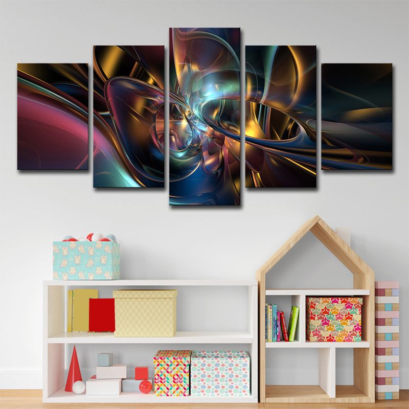 Veelkleurige bloemmotief canvas kunst abstracte moderne meerdelige wanddecoratie op zwart