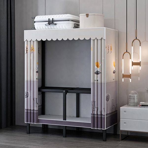 Folding Contemporary Wardrobe Armoire Steel Frame Wardrobe Cabinet for Bedroom