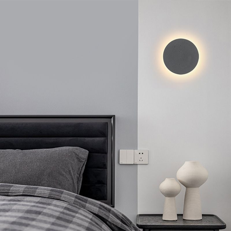 Lámpara de luz redonda de pared moderna lámpara de pared gris de 1 luz con sombra de cemento