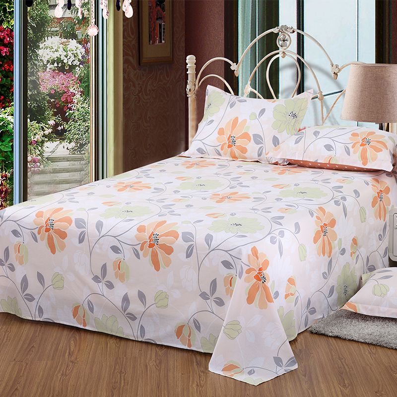 Sheet Set Cotton Floral Printed Breathable Super Soft Wrinkle Resistant Bed Sheet Set