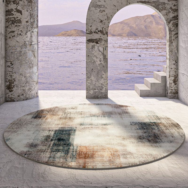 Fancy Modern Area Rug Beige Tie-Dye Pattern Polyester Area Carpet Non-Slip Rug for Living Room
