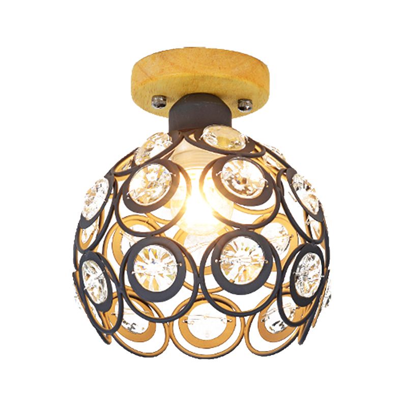 1 Head Pink/Green/Gray Flush Mount Lighting with Global Metal Lampshade Nordic Flush Mount Lamp for Foyer