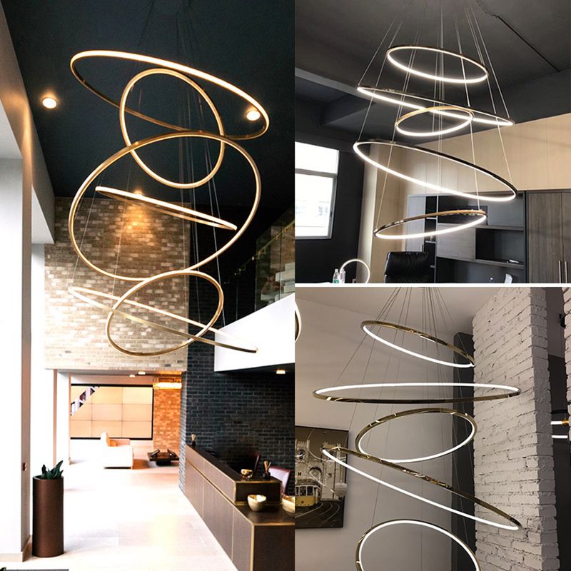 Moderne Ring Opgebroken verlichtingsarmatuur Metallic Pendant -verlichtingsarmaturen voor restaurant