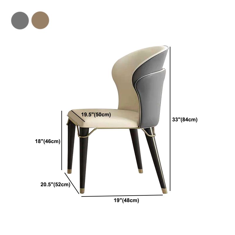 Contemporary Oak Wood Wingback Chair Matte Finish Faux Leather Chair with Black Legs