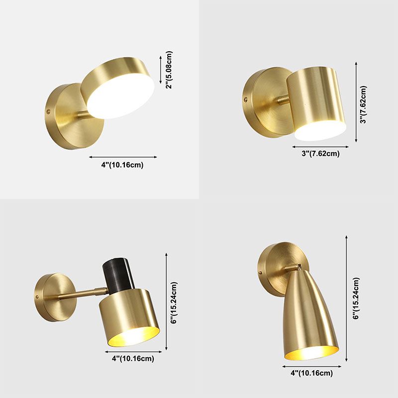 1-Light Geometric Shade Wall Sconce Post-Modern Simple Style Wall Lighting in Brass