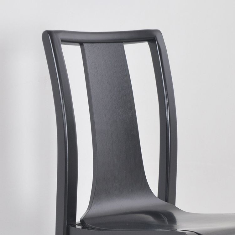 Contemporary Kitchen Dining Side Chair Wood Slat Back Side Chair in Black