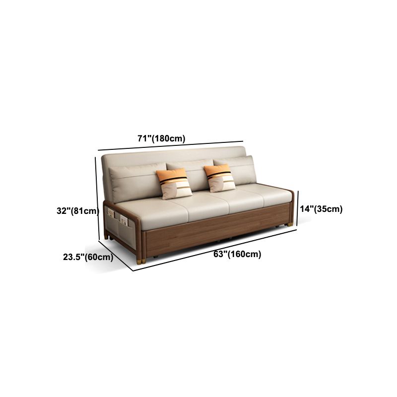 Armless Contemporary Faux Leather Convertible Bed Settee with 2 Pillows