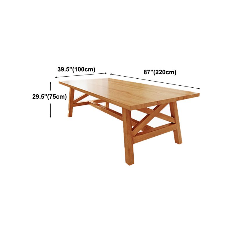 Modern Style Dining Table Solid Wood Rectangle Trestle Table for Home