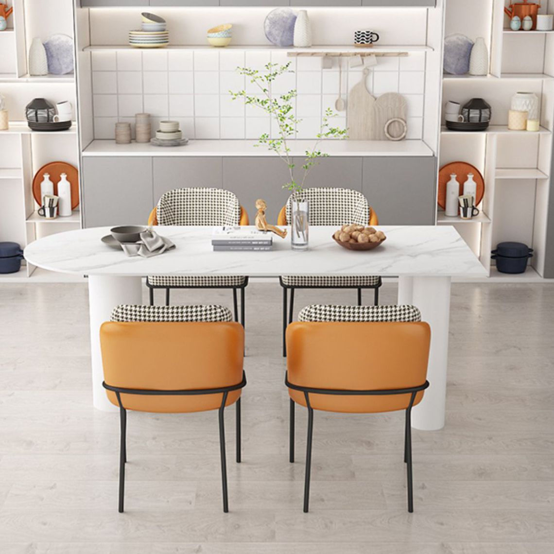 Simplicity Free Form Dining Table Sintered Stone Top Iron Base Home Kitchen Desk