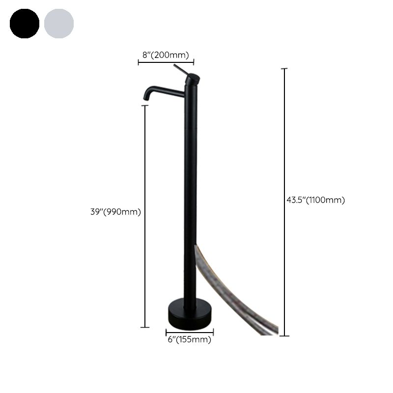Modern Floor Mounted Metal Freestanding Tub Filler Freestanding High Arc Tub Faucet Set