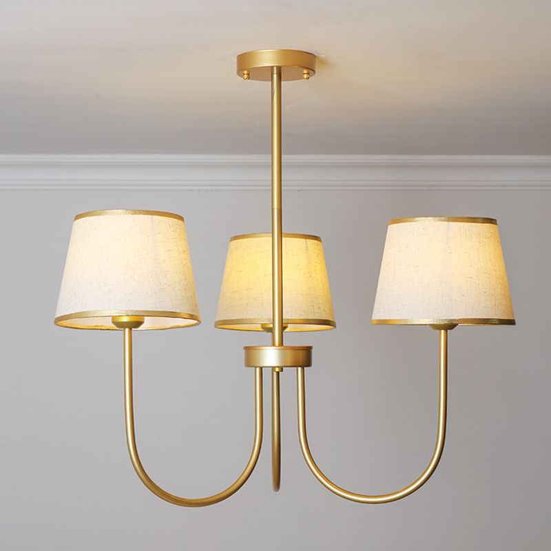 Multi-Head Chandelier Lighting Fixtures American Style Metal Suspension Light with Fabric Shade