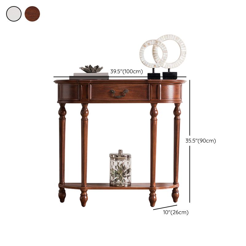 35.43" Tall 1-drawer Console Table Solid Wood Accent Table with Shelf