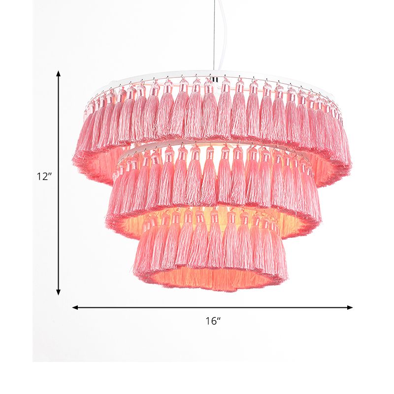Luz de colgante de estilo moderno con una lámpara de tela de una sola lámpara colgante de techo para niña dormitorio
