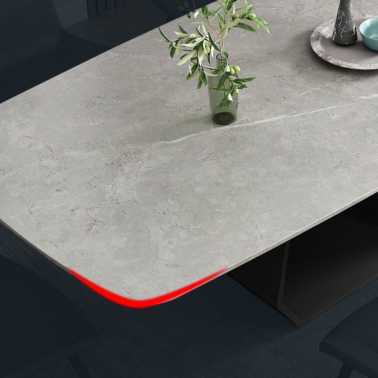 Minimalist Sintered Stone Dining Room Set with Rectangle Top and Pedestal Base Dining Furniture