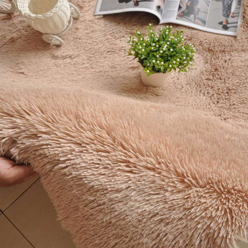 Puffy Multicolor Plain Rug Synthetic