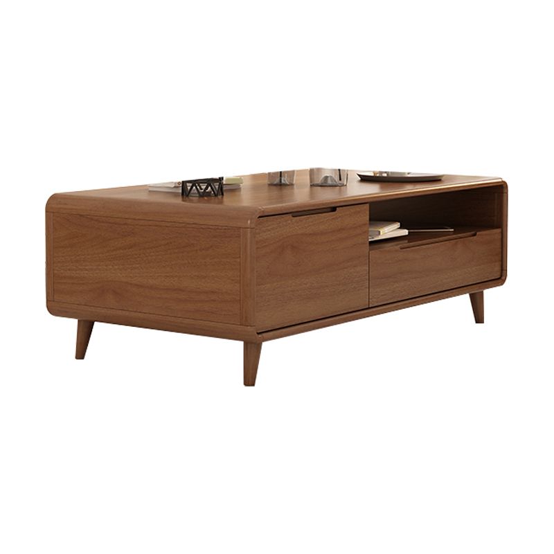 4 Legs Contemporary No Distressing Coffee Table with Storage Shelf