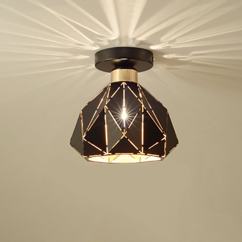 Modern Creative Iron Flush Mount Geometric 1-Light Ceiling Light for Bedroom