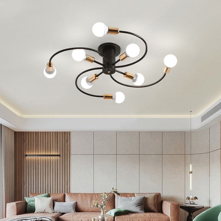 Accesorio de techo de montaje de semi flush a loft bulbo expuesto metal lámpara de montaje semi rasgadoras