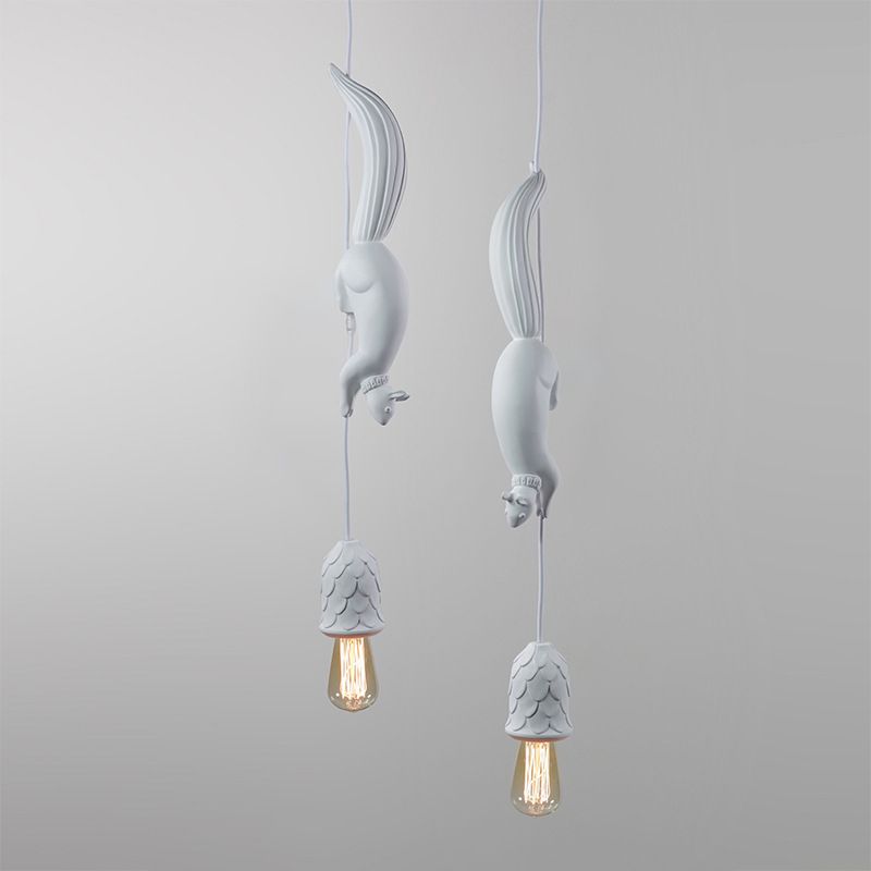 Modern Squirrel Top Pendant Light, Minimalist Plastic Hanging Lamp for Bedroom