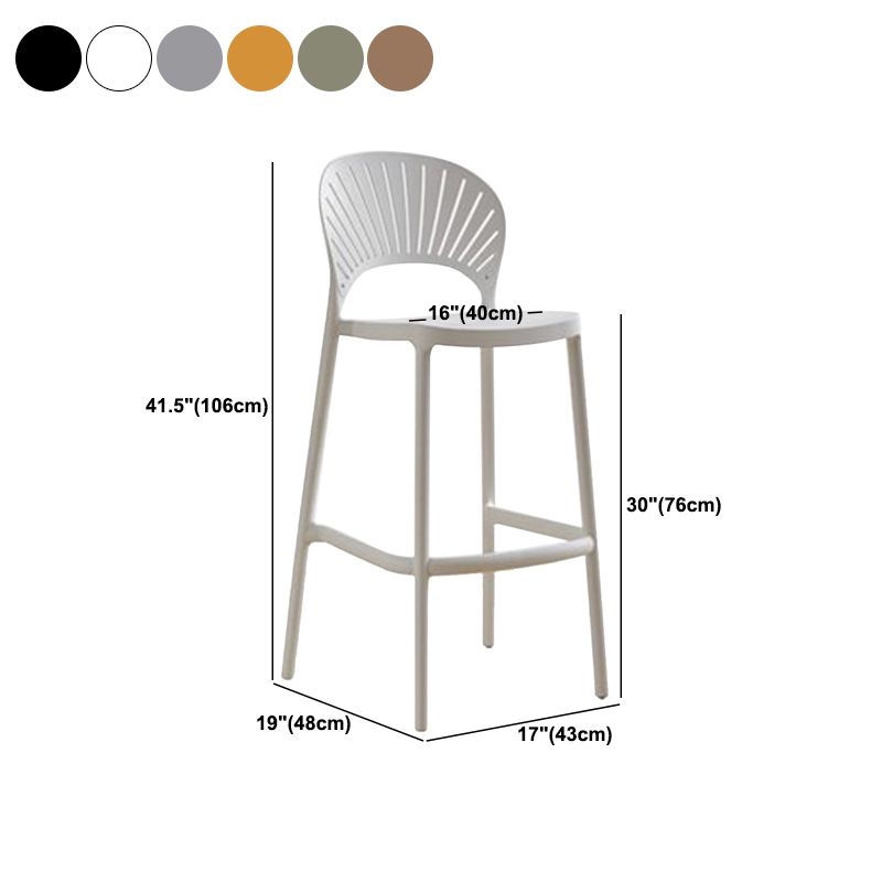 Contemporary Plastic Barstool Plastic Low Back Counter Stool in Matte Finish for Indoor