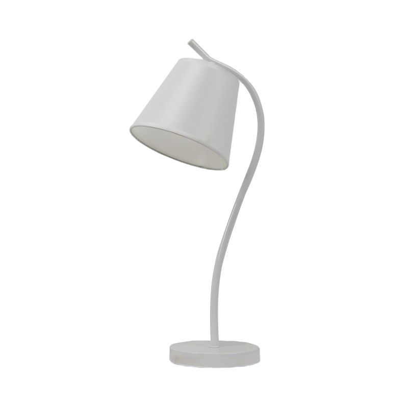Contemporary 1 Bulb Study Lamp White/Black Tapered Reading Book Light with Fabric Shade