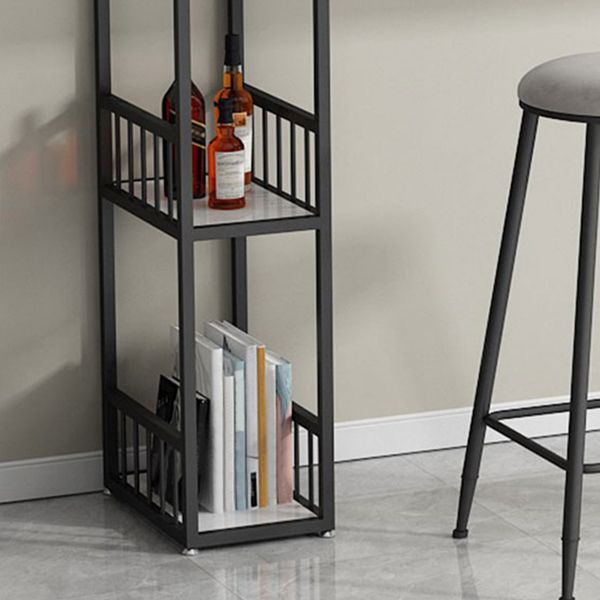 Contemporary Bar Table Stone Bistro Bar Desk with Double Pedestal