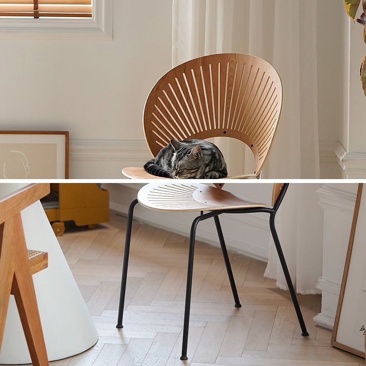 Industrial Dining Chair with Metal Legs Matte Finish Side Chair