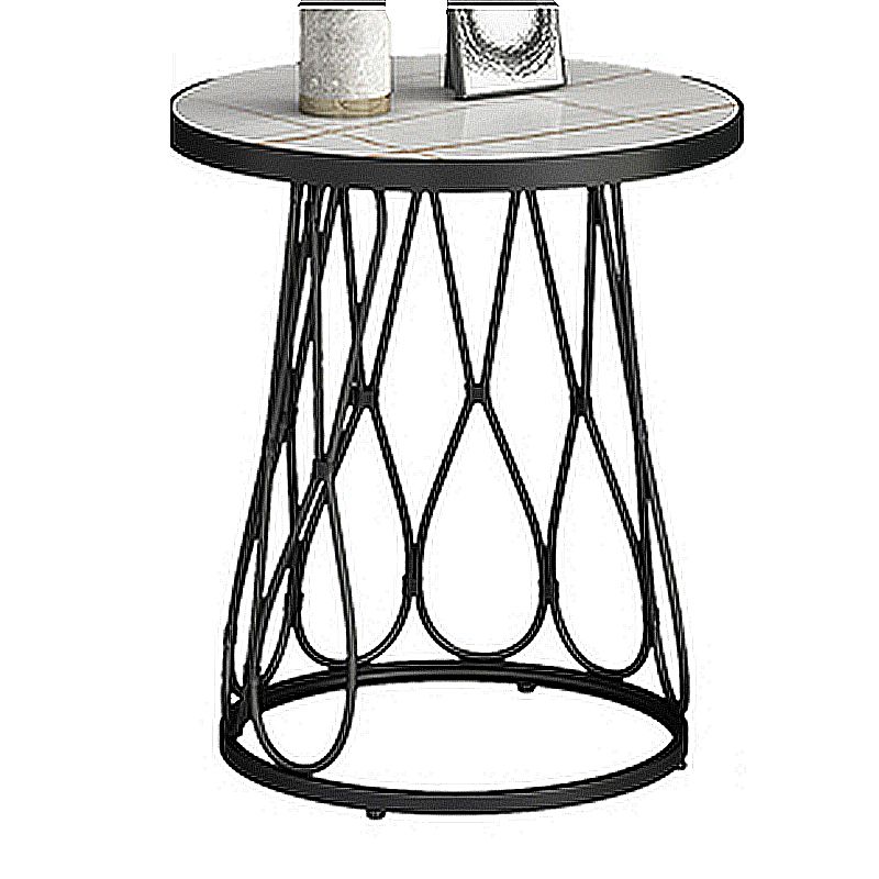 Round Faux Marble Side Table 47"L X 47"W X 62"H Iron Block Side End Snack Table