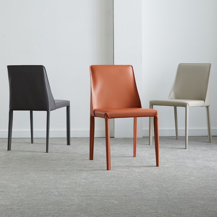 Faux Leather Contemporary Dining Room Chairs Matte Finish Solid Back Dining Arm Chairs