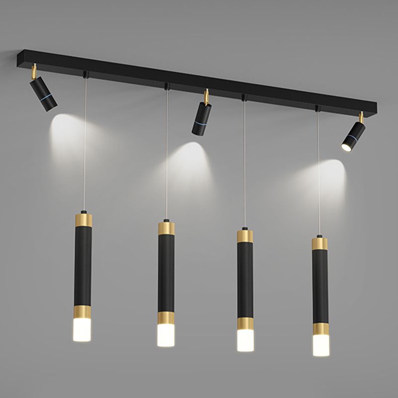 Metal Linear Hanging Lamps Simplicity Pendant Light Fixture in Black