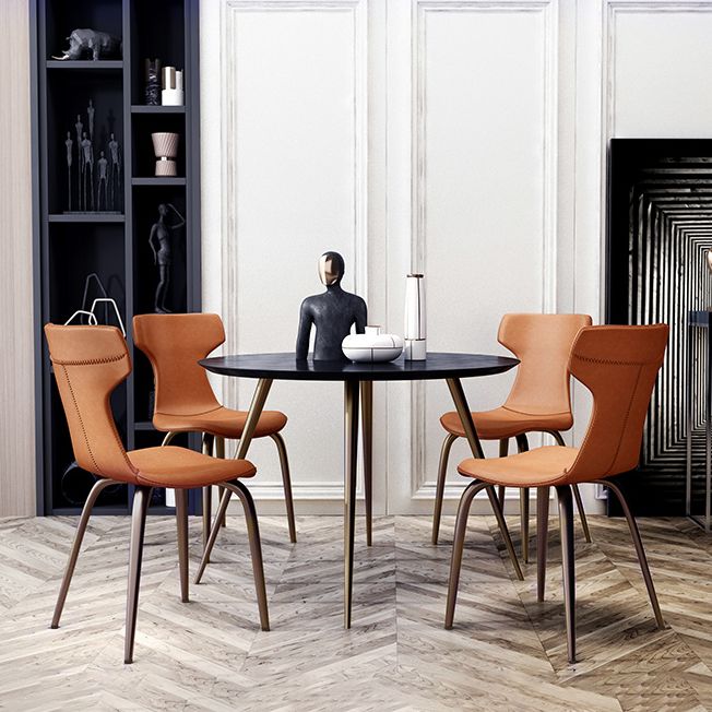 Chaise de salle à manger simple tapissée par métal de Wingback de chaise latérale à la maison de style moderne