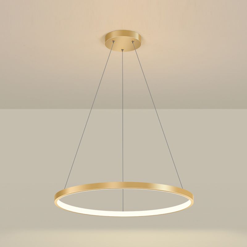 Circle Metal Pendant Light Fixture Modern Style Single Light Hanging Light Fixture in Gold