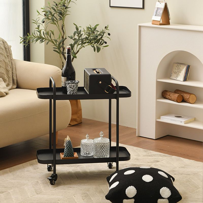 Tray Top Double Tier End Table Rectangular End Slide Table with Storage