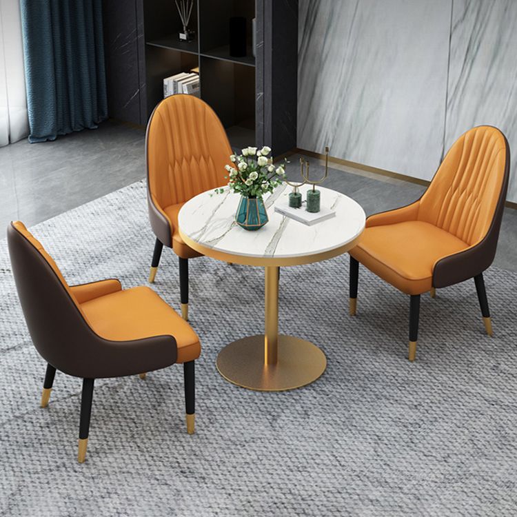 1/2/4/5 Pcs Metal Scandinavian Dining Room Set with Round Table Dinette Set