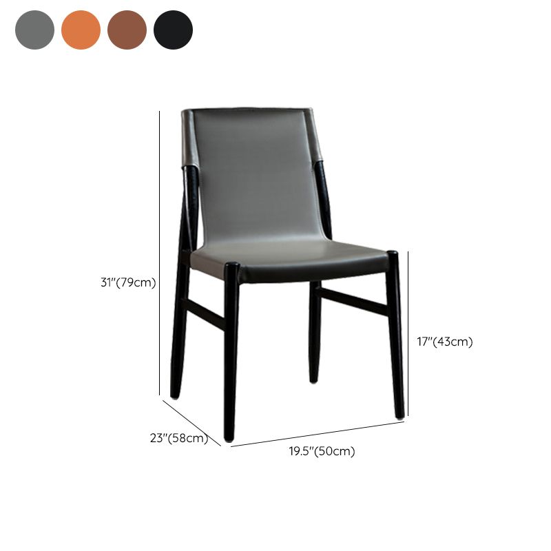 Modern Indoor-Outdoor Dining Chair Solid Wood Faux Leather Side Chair