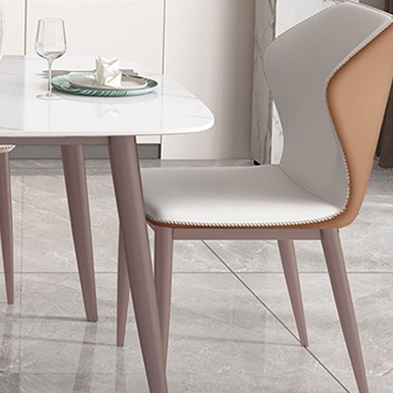 Contemporary Dinner Table Steel Base Stone Dining Table for Home